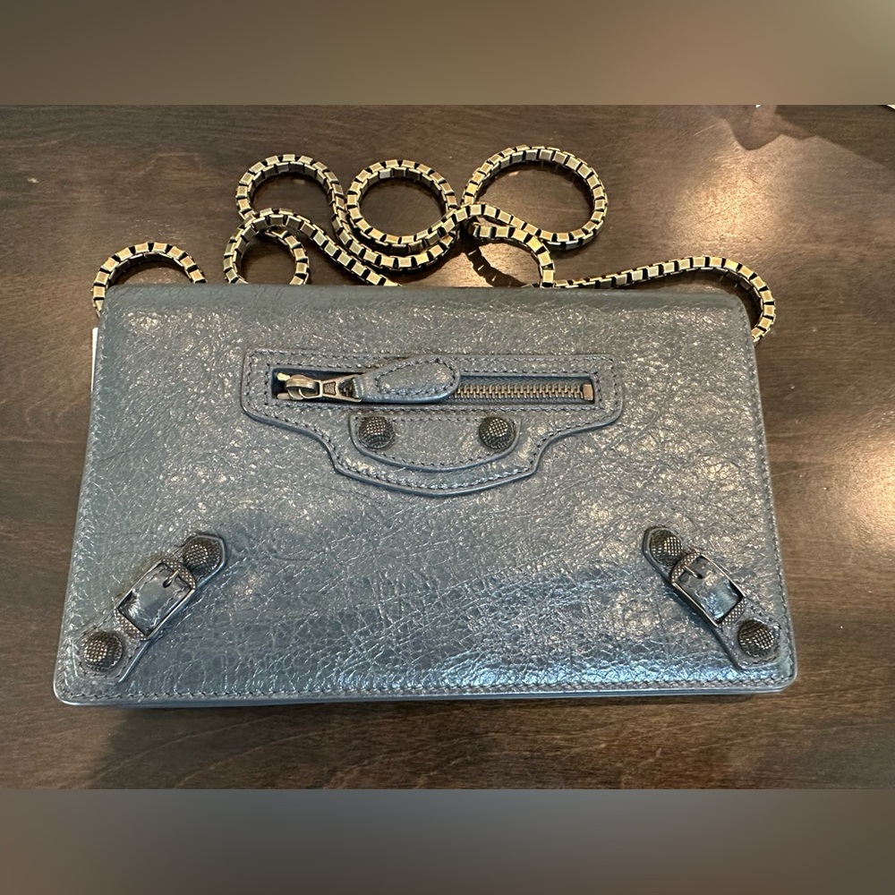 Balenciaga Gris Fossil Studded Crossbody